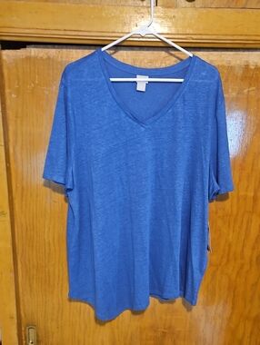 V-neck Short Sleeve Linen Tee